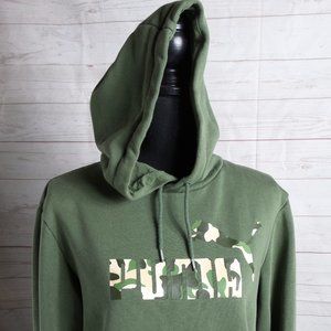 Puma Camo Logo Fleece Pullover Hoodie Size S